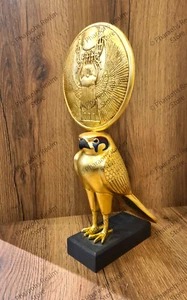 God Horus Golden Statue with Sun Crown from Tutankhamun's Tomb Treasures - Picture 1 of 10