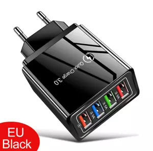 4 Port Fast Qualcomm Quick Charge QC 3.0 USB Wall Charger Adapter EU BLACK - Imagen 1 de 2