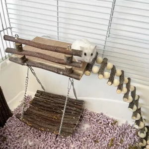 Chinchilla Ladder Set Pet Climbing Hamster Small Animal Toy Wooden Pet Supplies - Picture 1 of 7