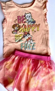 Paw Patrol Baby Girl 2 Piece Skirt + Shirt Outfit Shimmer Pink Peach Size 18m - Picture 1 of 5
