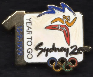 SYDNEY 2000 OLYMPIC GAMES COUNTDOWN PIN. 1 YEAR TO GO. 15 SEPTEMBER 1999 - Picture 1 of 1