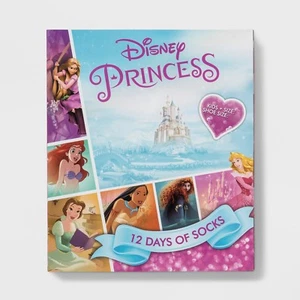 NEW Girls DISNEY PRINCESS 12 Days Of Socks Size Large Shoe Size 3-10 Gift Set - Picture 1 of 3