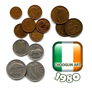 Collection of IRISH 1980 coins, 45 Years Old! - Picture 1 of 2