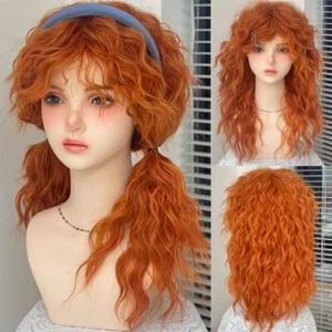 Cosplay Pumpkin Orange Curly Wigs Synthetic Women Layered Wigs Daily Use - Picture 1 of 12