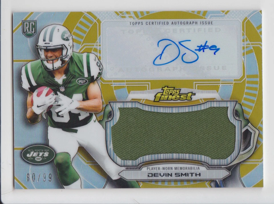DEVIN SMITH 2015 Topps Finest Gold Rookie Refractor Jumbo Relic Auto #D /99 RC - Image 1 of 1