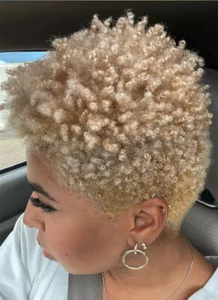 Short Pixie Cut Afro Kinky Curly Wigs Blonde Synthentic Hair Wig Heat Fiber US - Picture 1 of 6