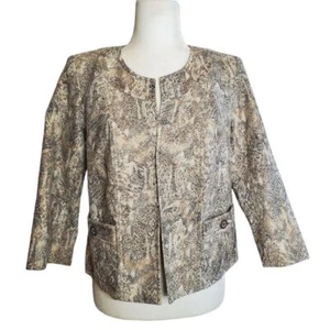 Dress Barn Snakeskin Blazer Women Petite Small Office Casual Animal Safari Work - Picture 1 of 14