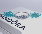 ❤️Retired Pandora Patterns Of Frost Ice Blue Silver Ring S925 ALE Size 54❤️