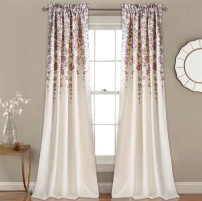 Exuberante Decoración Varilla Bolsillo Habitación Oscurecimiento Cortina Panel Floral 52" x 84" (Juego de 2) Foto 1 de 4