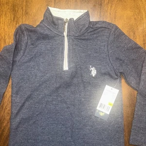 U.S. Polo Assoc. NWT Boys 1/4 Zip Pullover Size M/5 Blue With White USPA tag - Picture 1 of 5
