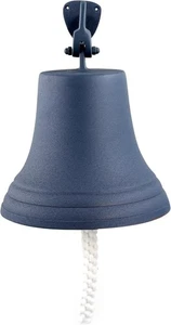 6" Brass Blue Antique Ship Bell Wall Mounted Bracket - Picture 1 of 6