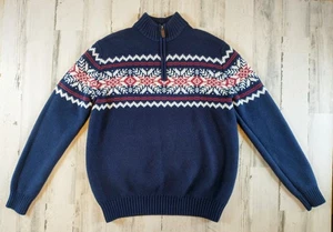 IZOD Men's Fair Isle Sweater Sz Large 1/4 Zip Pullover Thick Cotton Knit EXC (FF - Picture 1 of 11