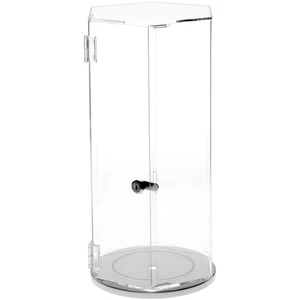 Plymor Acrylic Hexagonal Locking Case Rotating Bse No Shelf 18.75"Hx9.5"Wx8.25"D - Picture 1 of 1