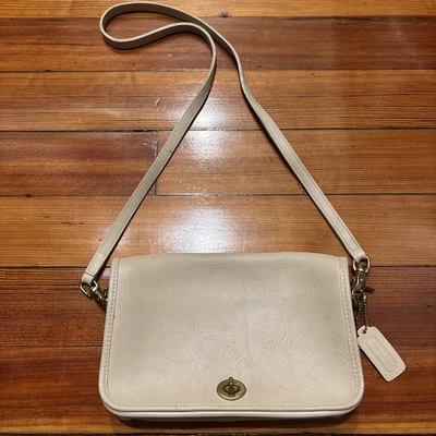 Bolso Bandolera Coach Penny De Colección Bolsillo Cuero Marfil Hueso Foto 1 de 4