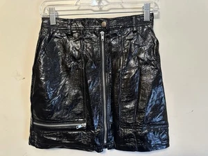 Silence + Noise Urban Outfitters NWT Black Mini Faux Leather Skirt Moto Small - Picture 1 of 5