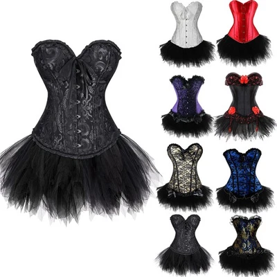 Women's Sexy Burlesque Bustier FANCY DRESS Party Costume Corset &Tutu Bodyshaper - Image 1 of 4