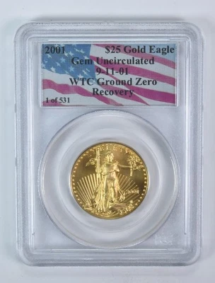 2001 $25 American Gold Eagle WTC Ground Zero 1/2 Oz Gem Unc PCGS *5949 - Image 1 of 3