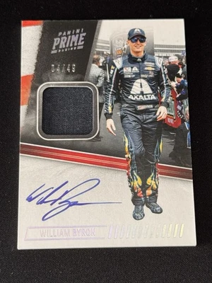 2019 Panini Prime Racing William Byron RACE USED RELIC AUTO 04/49 NASCAR AM-WB - Image 1 of 4