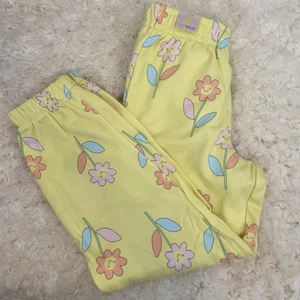 365 Kids Girls Jogger Pants Flowers Yellow 7 NWT - Picture 1 of 2