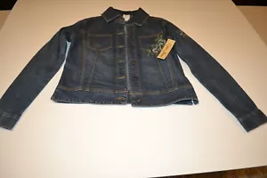 Lena Jeans Women’s Size S Blue Denim Long Sleeve Unique Jean Jacket Button Up - Picture 1 of 8