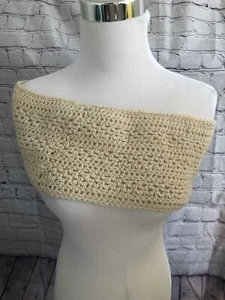 Sciarpa lavorata a mano in lana di alpaca cappuccio infinito tracolla beige - Foto 1 di 3