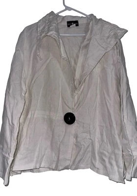 Chaqueta De Colección Connie’s Moonlight 100% Lino Un Botón Talla L Blanca Lagenlook Foto 1 de 4