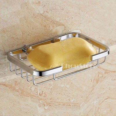 Jabonera cromada montada en la pared para baño de acero inoxidable C313 Foto 1 de 3