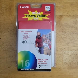 NEW Genuine Canon BCI-16 Value Pack Twin Ink Pack & 140 Sheets of 4 x 6 Paper - Picture 1 of 6