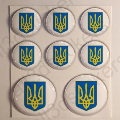 ALL3DSTICKERS Aufkleber Ukraine Wappen 3D Gedomt 3D Flagge Fahne Kfz-Aufkleber Rund