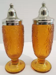 Tiara Bernstein Glas Sandwich Sammlung Fuß Salz & Pfeffer Shaker mit Deckel - Bild 1 von 12