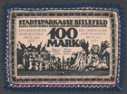 793584) Stoff Notgeldschein Bielefeld 100 Mark Seide hellrosa mit Häkeöborte 