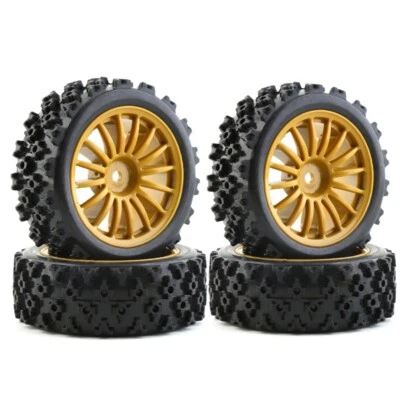Plastic Rim & Tire Set Brown For 1/10 RC TAMIYA XV01 TT02 TA08 Off Road Rally - Image 1 of 4