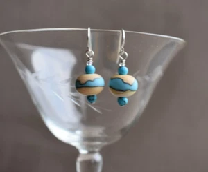 Desert Oasis Ohrringe! Ohrringe Türkis Wasser Wüstensand und Türkis Stein - Bild 1 von 9