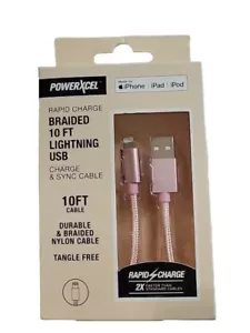 PowerXcel Rapid Charge Braided 10 Ft. Micro USB Charge & Sync Cable Tangle Free - Picture 1 of 3