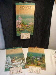 Vintage 3 Carval Cleaners Buffalo NY.- H/P Scenes Bamboo 1966 Scroll Calendars - Picture 1 of 5