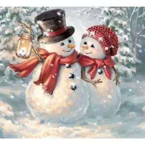 DIY 5D Diamond Painting Full Square Winter Snowman Tools Included - Picture 1 of 14