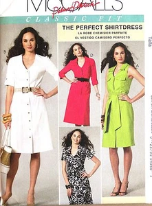 Vestido camisero y faja con botones delanteros M6116 8-14, 16-22 patrón McCall's Misses/Mujeres - Imagen 1 de 5