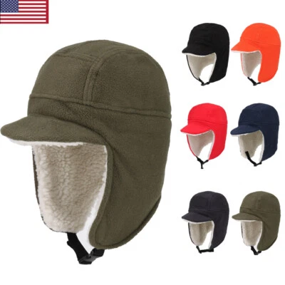 Sombrero de caza de invierno para hombre con visera a prueba de viento cálido gorras con orejeras para clima frío Foto 1 de 4
