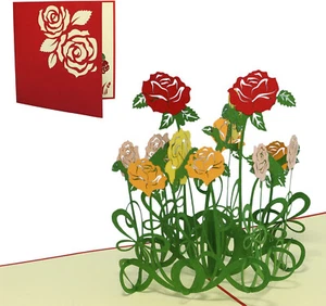POP UP 3D Klappkarte, Muttertag, Rosen Blumen Glückwunschkarte, Geburtstag, Dank - Bild 1 von 4