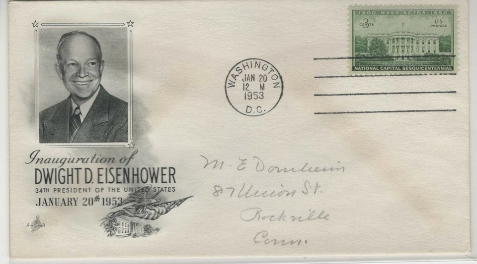 EE. UU. 1953 INAUGURACIÓN DÍA CUBIERTA DWIGHT D EISENHOWER #2 Foto 1 de 1