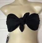 Aerie Bikini Bandeau Top Womens Size XL Black Front Bow Tie With Straps New