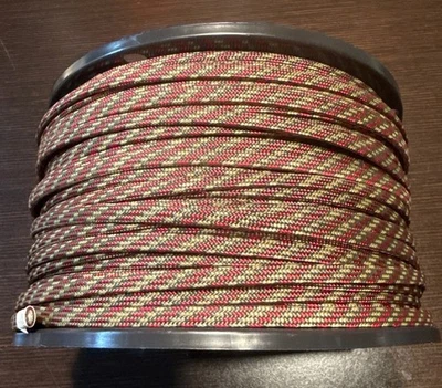 Cordón plano trenzado 3/16" x 350' Borgoña dorado y oliva drab poliéster Foto 1 de 2