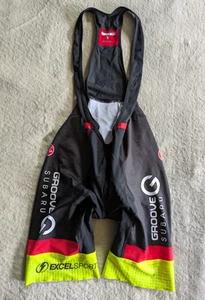 CASTELLI Padded Cycling Bib Shorts Mens Medium Black Red Yellow Bicycle - Picture 1 of 6