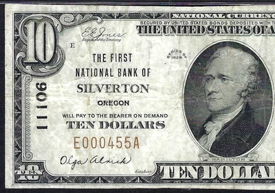 🇺🇸 OR 1929 $10 ♚♚ SILVERTON, OREGON ♚♚ PMG VERY FINE 25 SCARCE NOTE! - Image 1 of 3