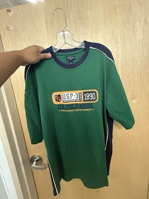 Polo vintage de Estados Unidos Assn 1890. Camiseta verde y azul marino. Talla XL. 100% algodón Foto 1 de 4