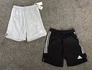 Adidas Youth Soccer Shorts. Aeroready. Size Large. Black And Gray. 2 Pairs. NWT - Picture 1 of 14