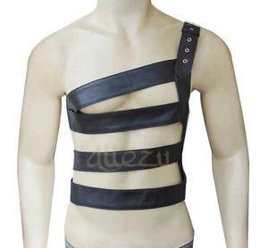 Mens Black Genuine Leather Motorcycle Biker Vest | Leather Vest for Mens - Picture 1 of 4