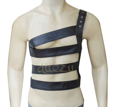 Mens Black Genuine Leather Motorcycle Biker Vest | Leather Vest for Mens - Image 1 of 4