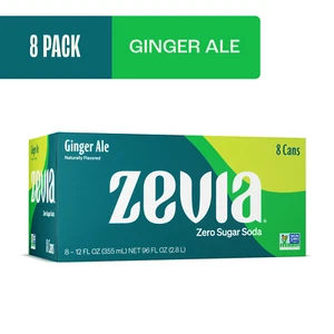 Zevia Zero Sugar, Caffeine-Free Ginger Ale Soda Pop, 12 fl oz, 8 Pack Cans - Picture 1 of 5