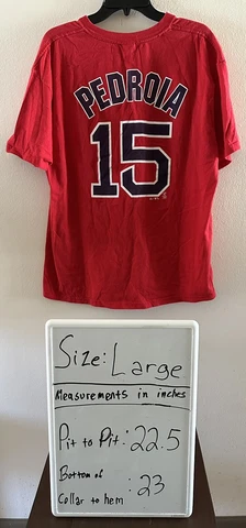 Majestic Boston Red Sox Shirt Men's Large Red Dustin Pedroia Jersey Short Sleeve Cover